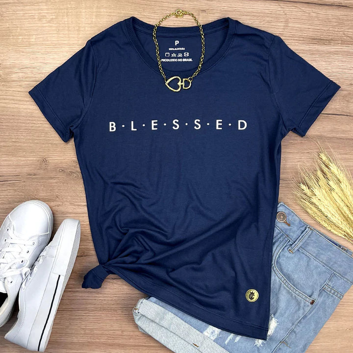 Camiseta Femenina BLESSED #color_azul