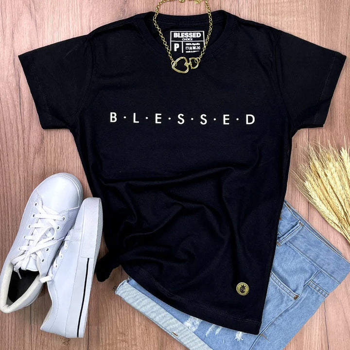 Camiseta Femenina BLESSED #color_negra