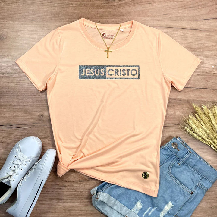 Camiseta Femenina Jesus Cristo #color_salmon