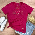 Camiseta Feminina Corazon con cruz dorada - RosaPink