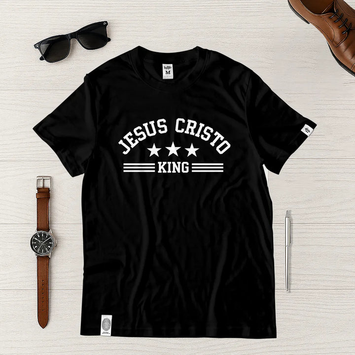 Camiseta Masculina Jesuscristo King #color_negra