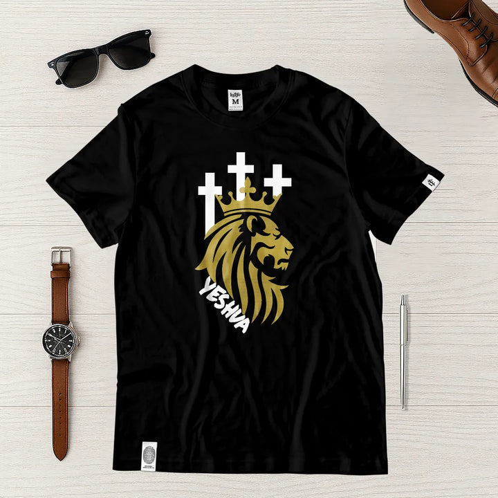 Camiseta Masculina Leon Con crucez #color_negra