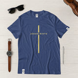 Camiseta Masculina Cruz Jesuscristo Dorada #color_azul