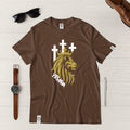 Camiseta Masculina Leon Con crucez - Marron