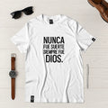 Camiseta Masculina Nunca fue suerte siempre fue DIos - Blanca
