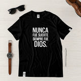 Camiseta Masculina Nunca fue suerte siempre fue DIos #color_negra