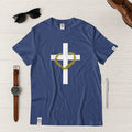 Camiseta Masculina Cruz con corona - Azul