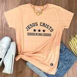 Camiseta Femenina Jesus Cristo King #color_salmon