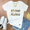 Camiseta Feminina Jesus vive en mi - Blanca