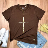 Camiseta Feminina Cruz dorada Jesuscristo #color_marron