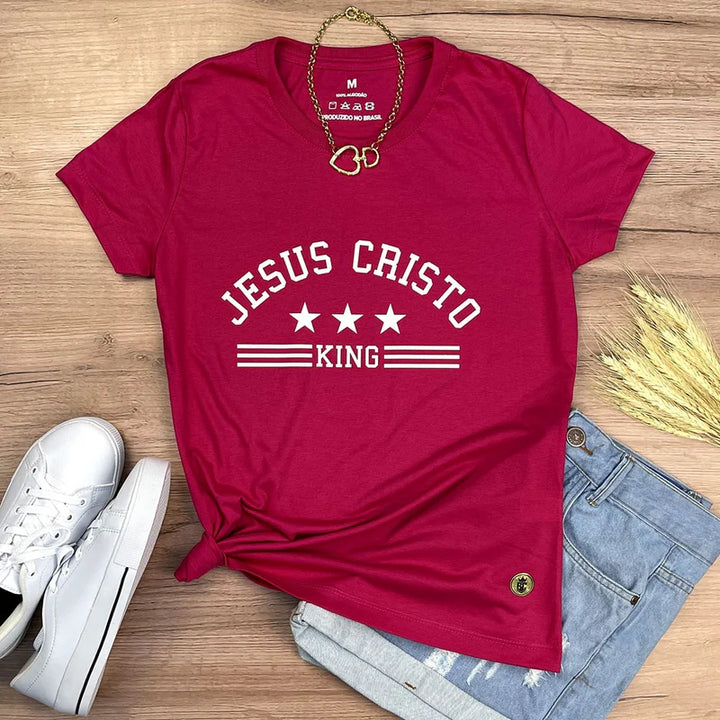 Camiseta Femenina Jesus Cristo King #color_rosapink