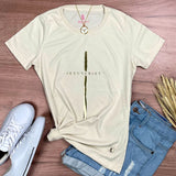 Camiseta Feminina Cruz dorada Jesuscristo Jesus #color_beige