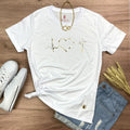 Camiseta Feminina Corazon con cruz dorada - Blanca