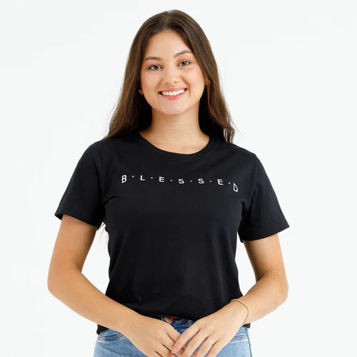 Camiseta Femenina BLESSED #color_negra