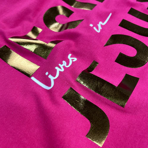 Camiseta Feminina Jesus vive en mi Jesus #color_rosapink