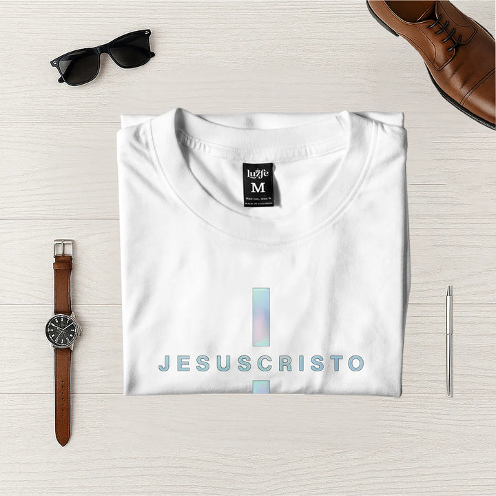 Camiseta Masculina Cruz Jesuscristo #color_blanca