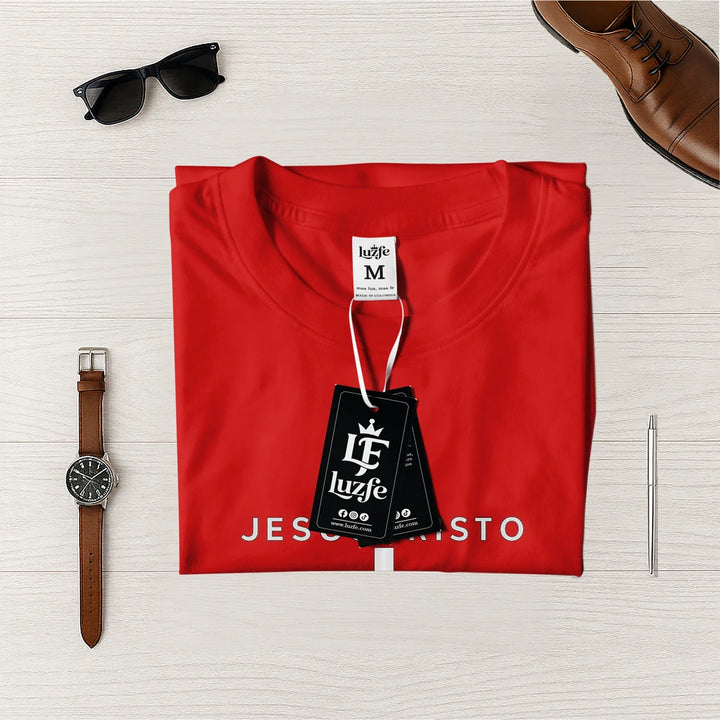 Camiseta Masculina Cruz Jesuscristo #color_rojo