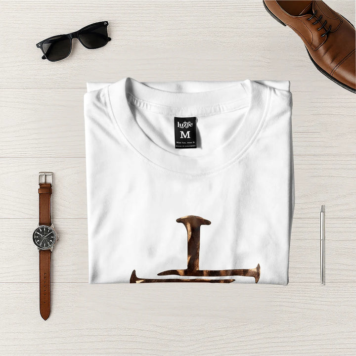 Camiseta Masculina Cruz clavos #color_blanca