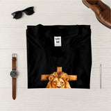 Camiseta Masculina Leon cruz con oveja #color_negra