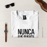 Camiseta Masculina Nunca fue suerte siempre fue DIos #color_blanca