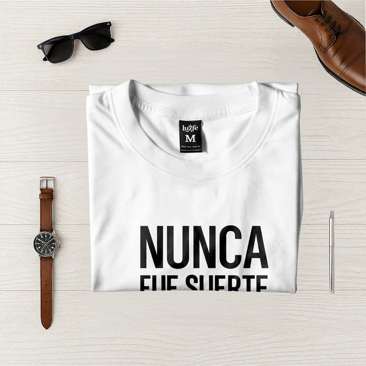 Camiseta Masculina Nunca fue suerte siempre fue DIos #color_blanca