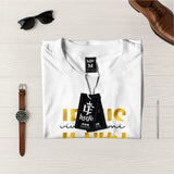 Camiseta Masculina Jesus vive en mi #color_blanca