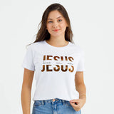 Camiseta Feminina Jesus vive en mi Jesus #color_blanca