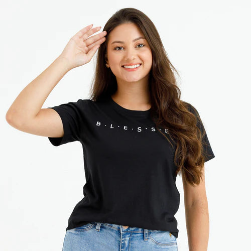 Camiseta Femenina BLESSED #color_negra