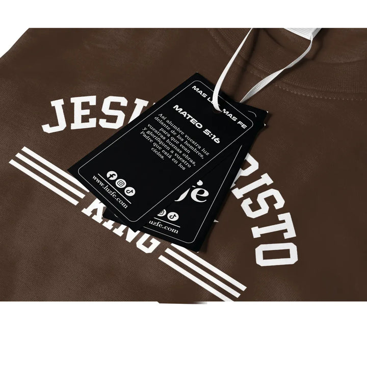 Camiseta Masculina Jesuscristo King #color_marron