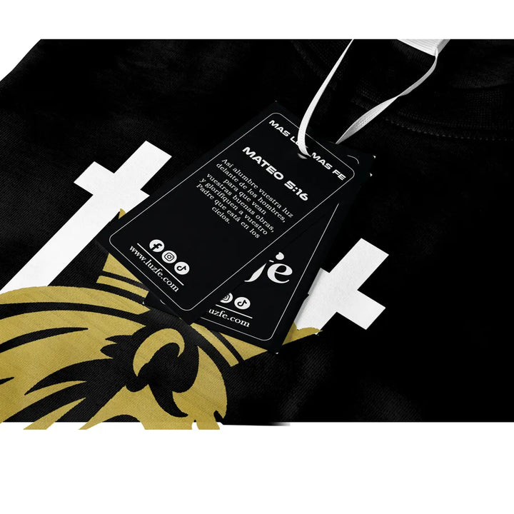 Camiseta Masculina Leon Con crucez #color_negra