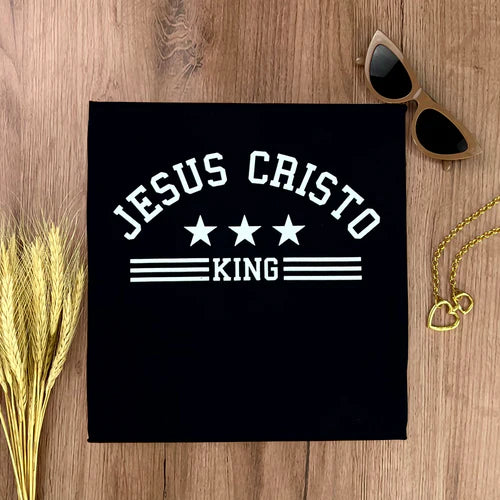 Camiseta Femenina Jesus Cristo King Jesus #color_negra
