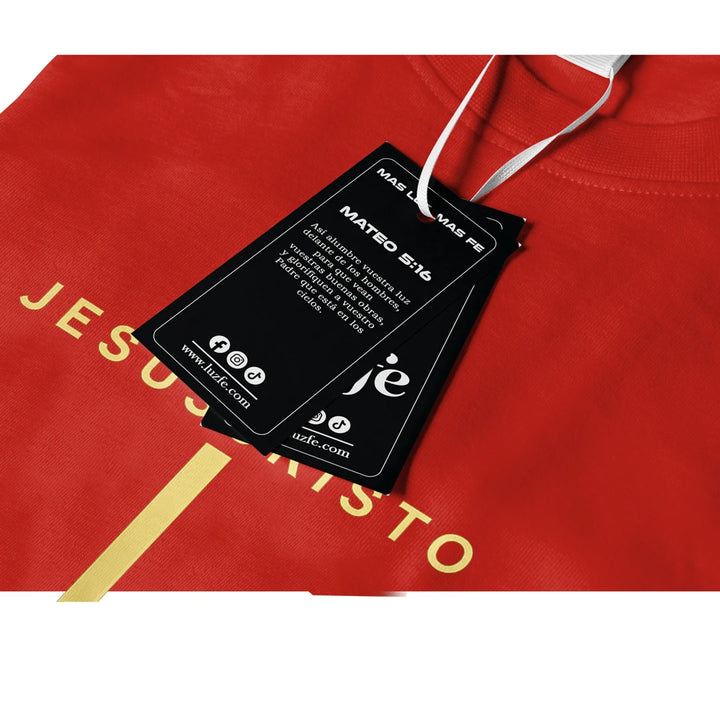 Camiseta Masculina Cruz Jesuscristo Dorada #color_rojo