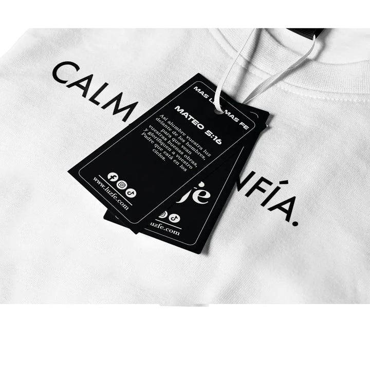 Camisetas Masculina calma, confia #color_blanca