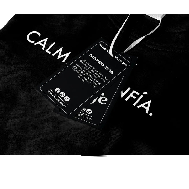 Camisetas Masculina calma, confia #color_negra