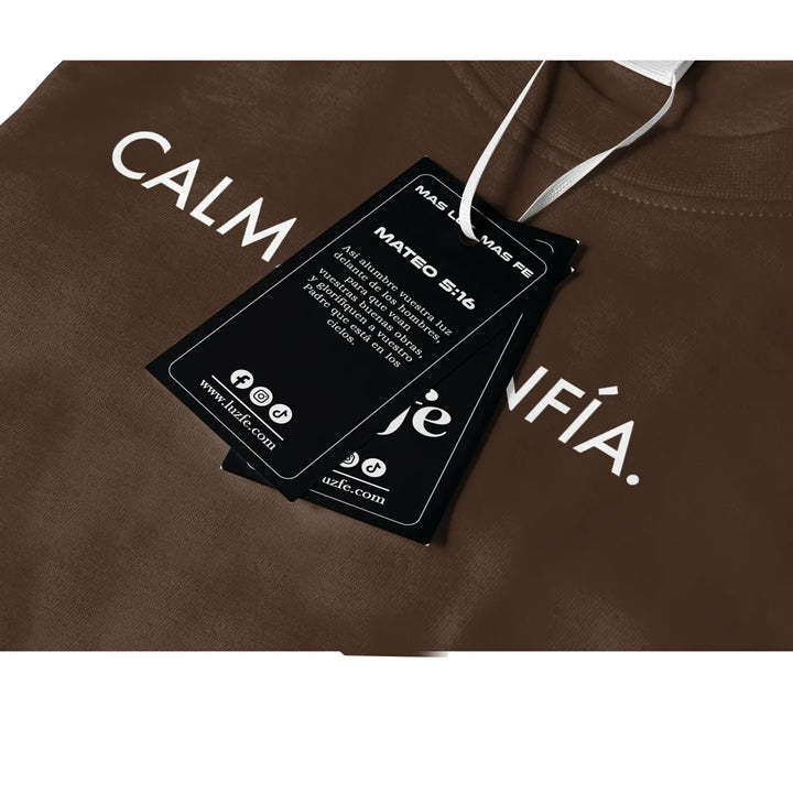 Camisetas Masculina calma, confia #color_marron