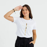 Camiseta Feminina Cruz dorada Jesuscristo Jesus #color_blanca