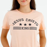 Camiseta Femenina Jesus Cristo King #color_salmon
