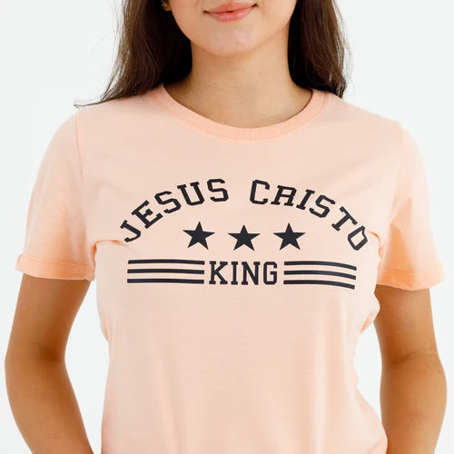 Camiseta Femenina Jesus Cristo King #color_salmon