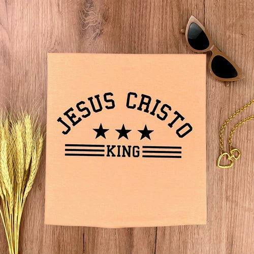 Camiseta Femenina Jesus Cristo King #color_salmon