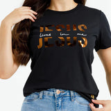 Camiseta Feminina Jesus vive en mi Jesus #color_negra