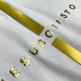 Camiseta Feminina Cruz dorada Jesuscristo Jesus #color_blanca