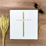 Camiseta Feminina Cruz dorada Jesuscristo Jesus #color_blanca