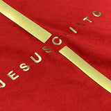 Camiseta Masculina Cruz Jesuscristo Dorada #color_rojo