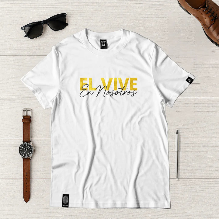 Camiseta Masculina El vivo en nosotros #color_blanca