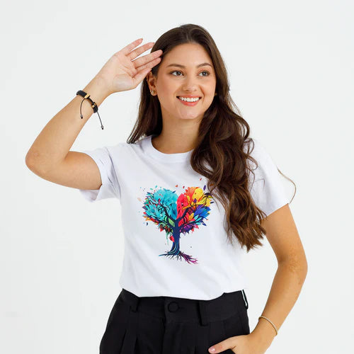 Camiseta Femenina Arbol de Corazon #color_blanca