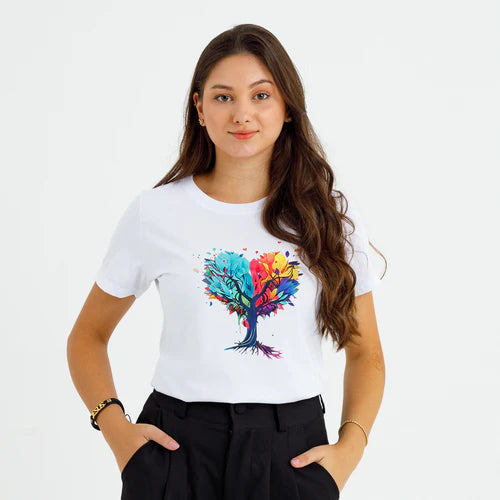 Camiseta Femenina Arbol de Corazon #color_blanca