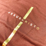 Camiseta Masculina Cruz Jesuscristo Dorada #color_marron