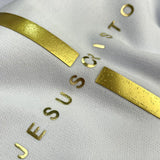 Camiseta Masculina Cruz Jesuscristo Dorada #color_blanca