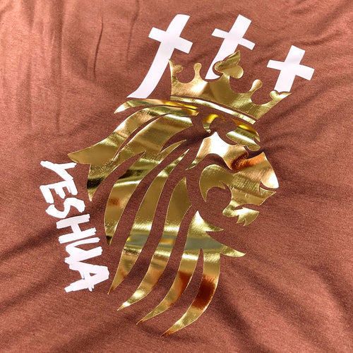 Camiseta Masculina Leon Con crucez #color_marron