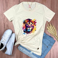Camiseta Femenina Leon Colorido - Beige